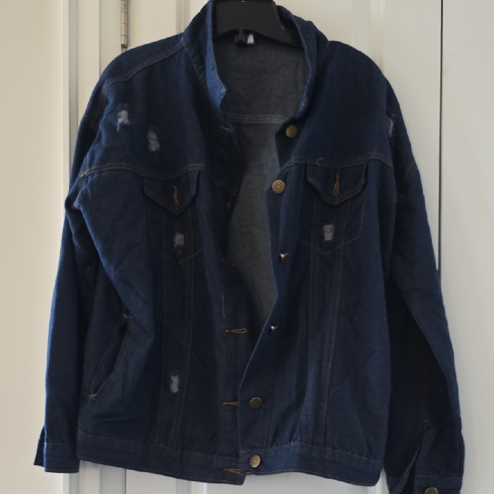 *NEW* Distressed Dark Blue Denim Jacket